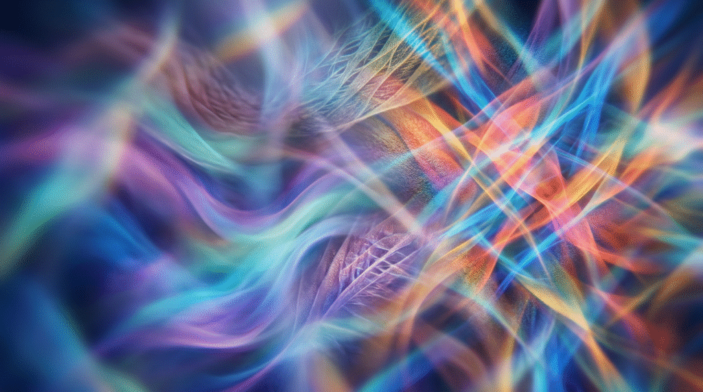 An abstract artwork depicting various sensory inputs like colors, textures, and light patterns, representing the diverse ways autistic individuals experience sensory processing.